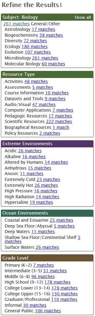 Microbial Life Educational Resources  facets 