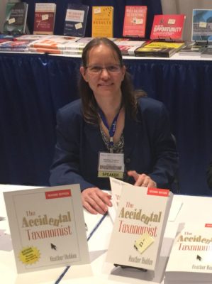 Heather Hedden at a book signing for "The Accidental Taxonomist"