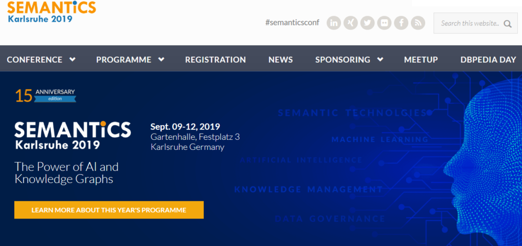 SEMANTiCS Karlsruhe 2019 conference website image